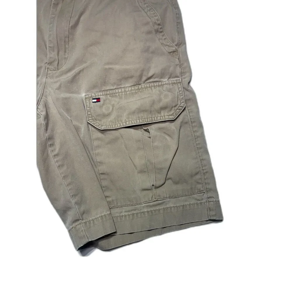 Vintage 90s Tommy Hilfiger Cargo Shorts Khaki Tan Waistband Trim Sz30